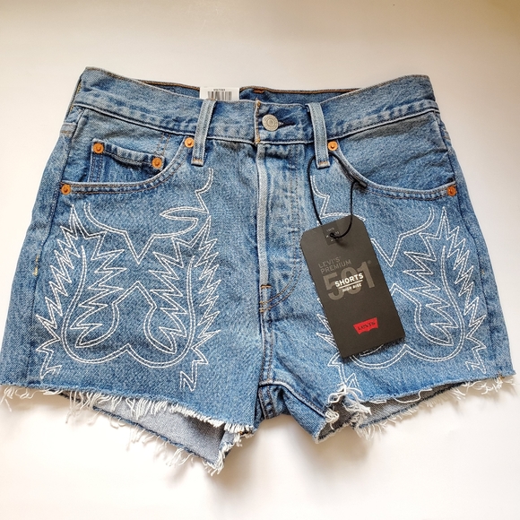Levi's 501 High Rise Denim Shorts - Picture 7 of 9